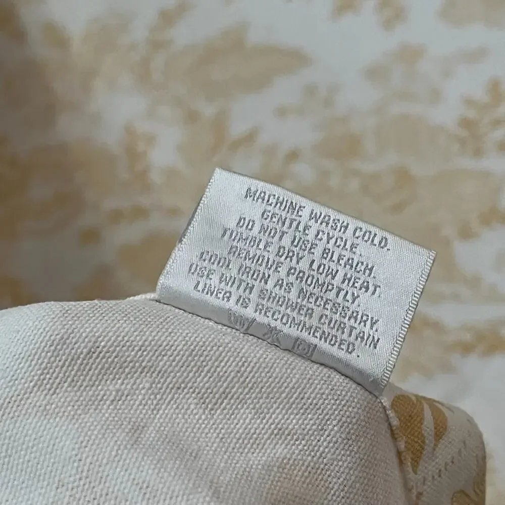 Restoration Hardware Golden Yellow Shower Curtain Cotton Floral Toile Damask